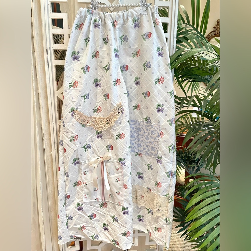 Cottagecore Floral cotton patchwork Wide Leg Pants